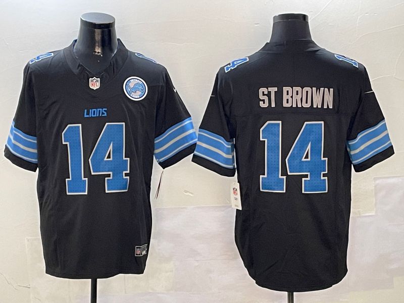 Men Detroit Lions #14 St Brown Black three generations 2024 Nike Limited NFL Jersey style 01021->cincinnati bengals->NFL Jersey